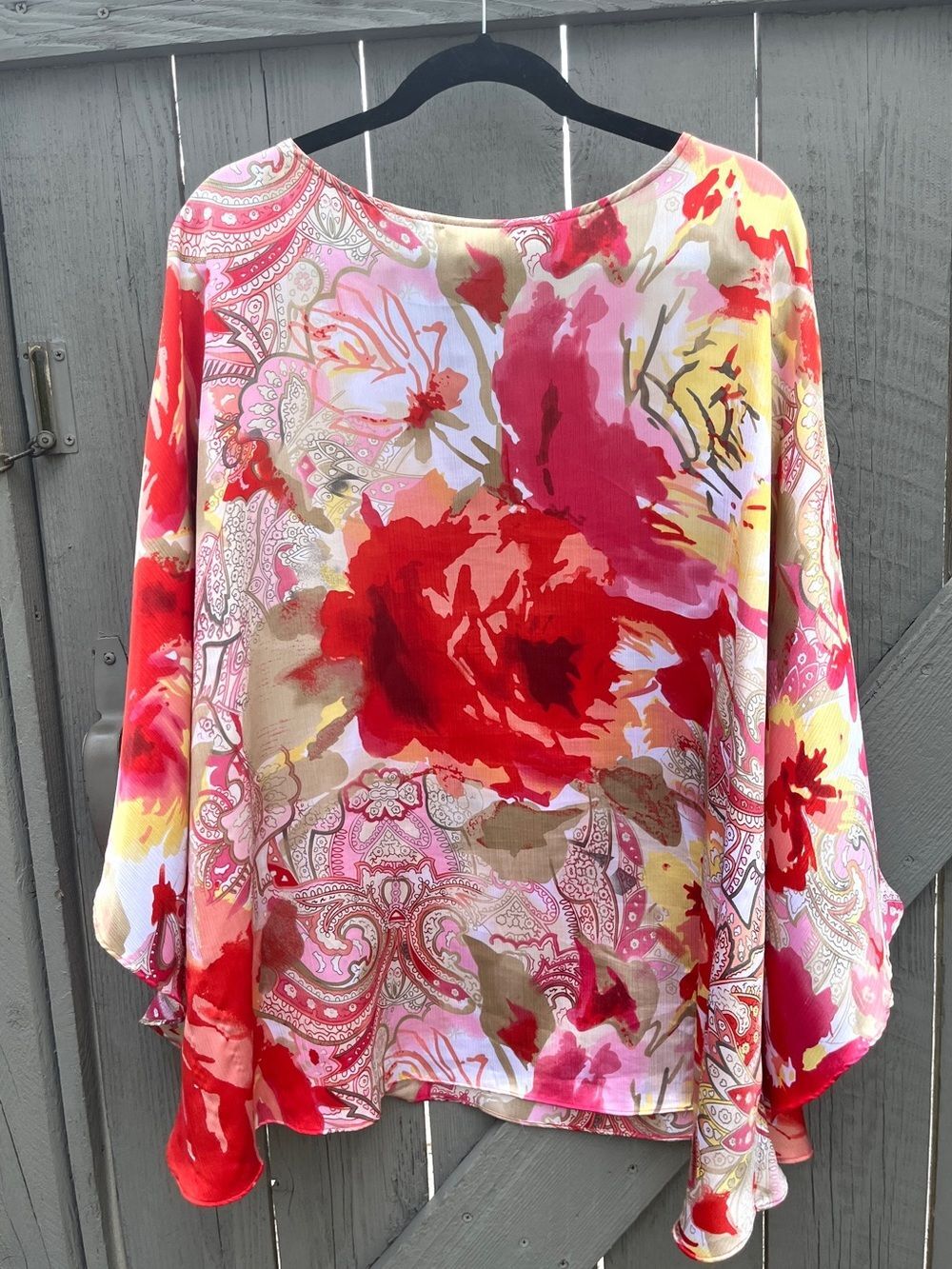 Jones New York V-Neck Kimono Sleeve Tunic Blouse Pink Coral Size 3X - Picture 3 of 10